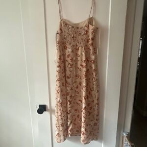 NWT Willow Orange Cantaloupe Floral Midi Dress Large